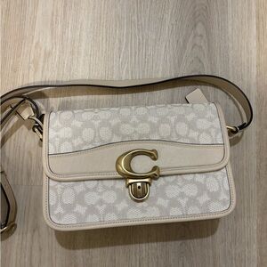 Coach Cream and Gold Shoulder Bag